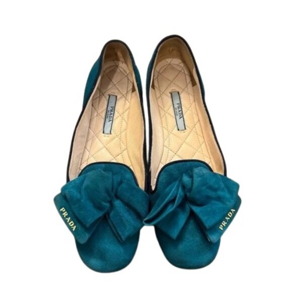 Prada teal suede rose ballet flats size 35 - Picture 3 of 6